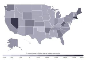 Growth in Fishing Popularity by State