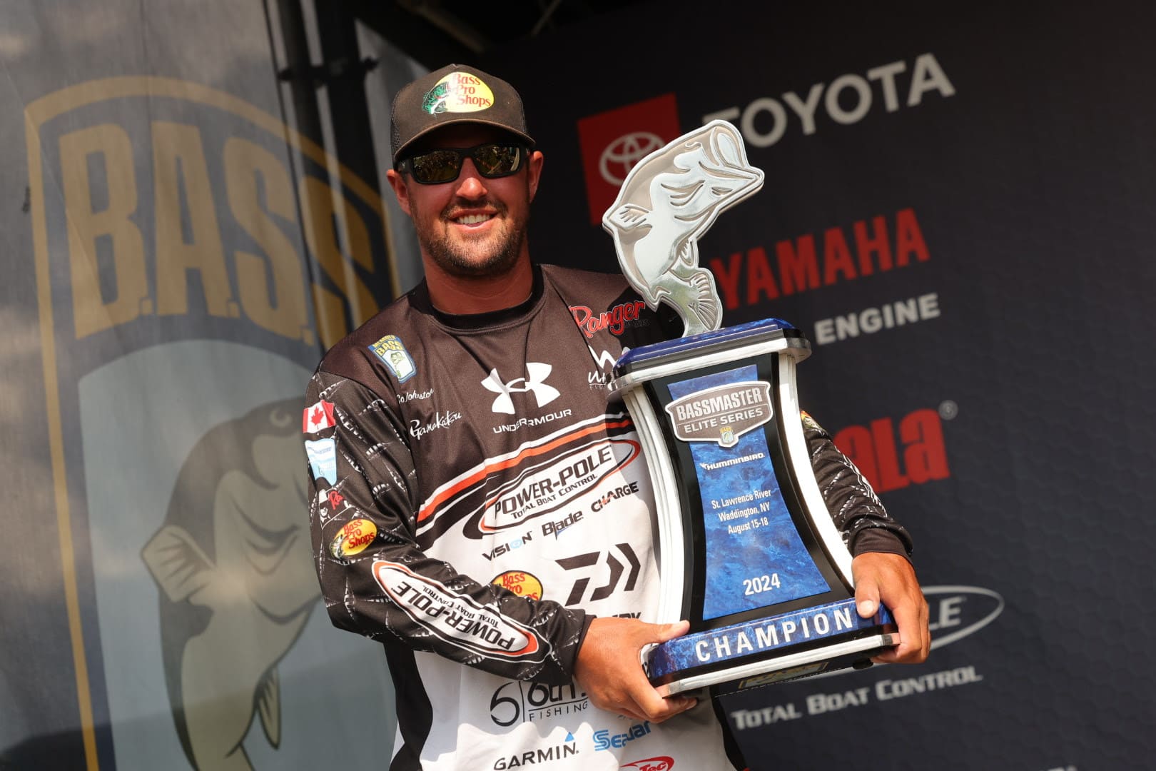 Canada's Cory Johnston wins the Humminbird Bassmaster Elite at St. Lawrence River with a four-day total of 102-0.