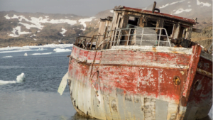 Old boat in the ice