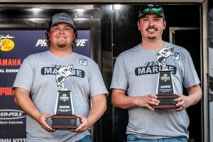 The 5 Alive Sunday Series team of Collin Smith and Brady Kimbrell from Anderson, S.C., have won the 2022 Bass Pro Shops Bassmaster Team Championship on Lake Hartwell with a two-day total of 30 pounds, 13 ounces and will advance to the Bassmaster Classic Fish-Off. 