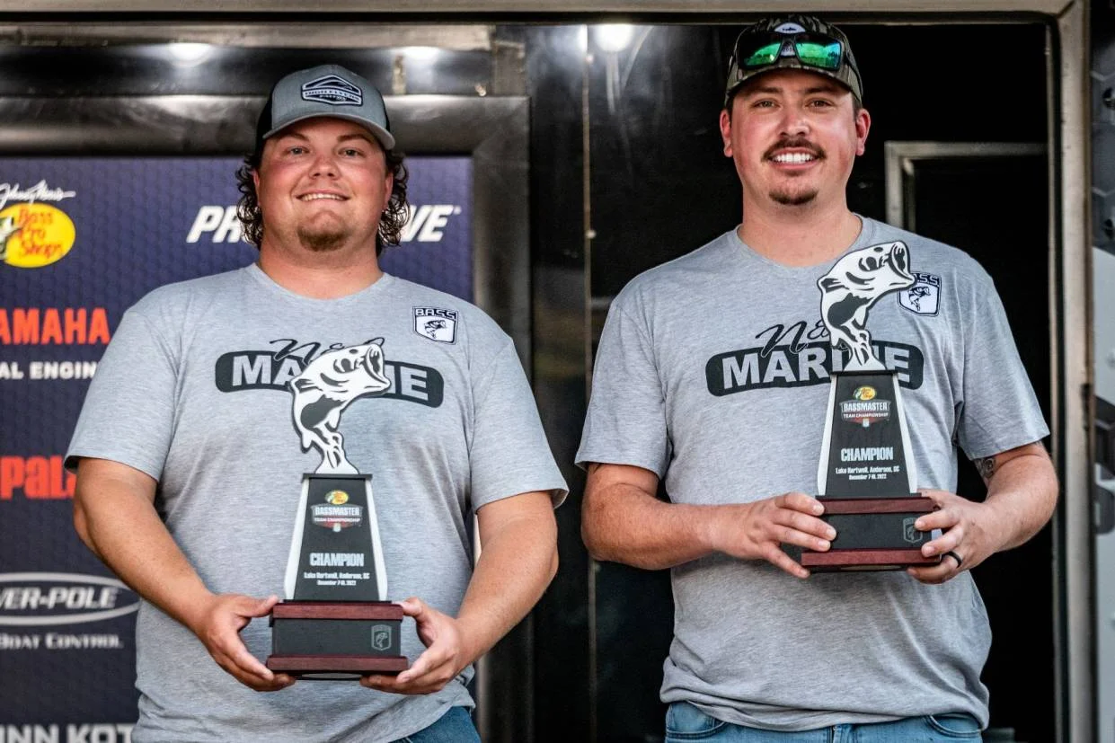 The 5 Alive Sunday Series team of Collin Smith and Brady Kimbrell from Anderson, S.C., have won the 2022 Bass Pro Shops Bassmaster Team Championship on Lake Hartwell with a two-day total of 30 pounds, 13 ounces and will advance to the Bassmaster Classic Fish-Off.