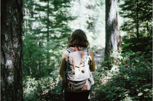 back packing in the woods