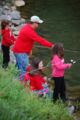 fishing with three daughters