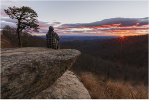 hiker in the morning