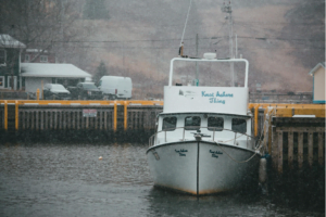 winter fishing boat